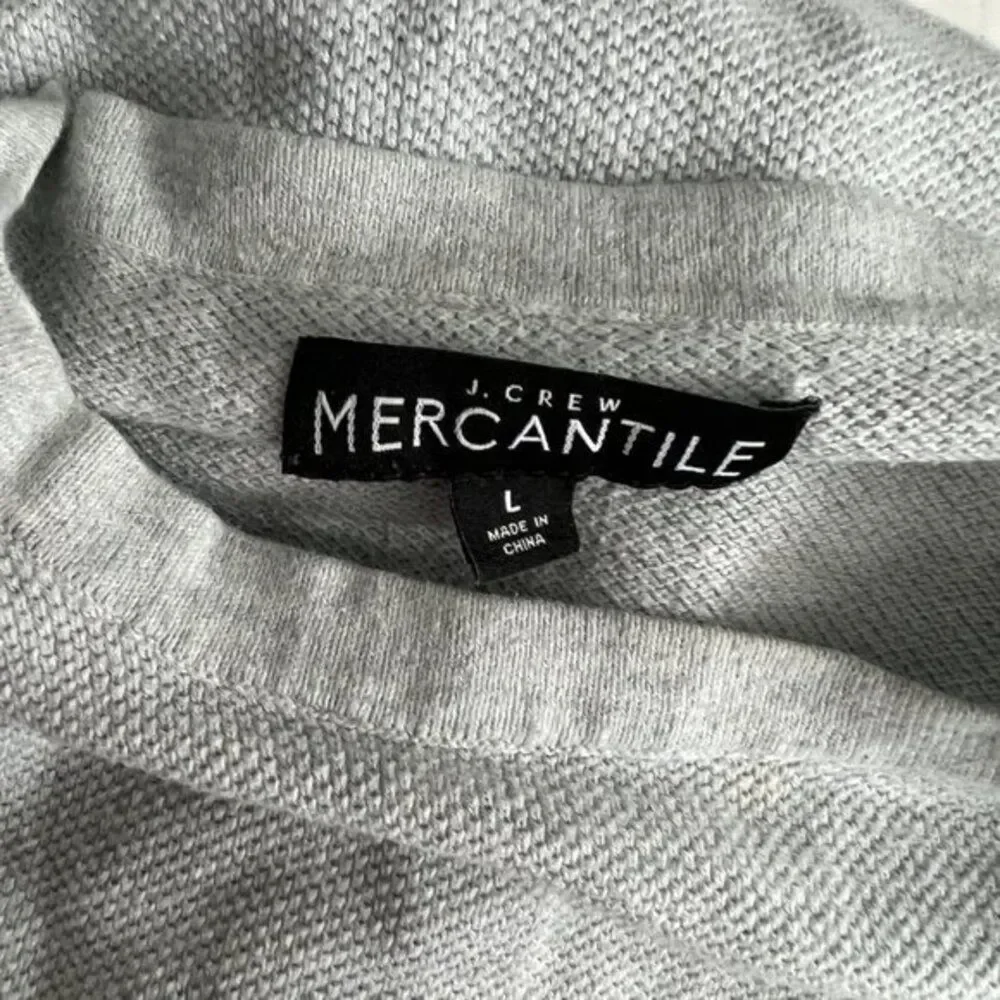 J. Crew Mercantile Cotton Pique Crewneck Sweater Long Sleeve Knitted Gray L Mens